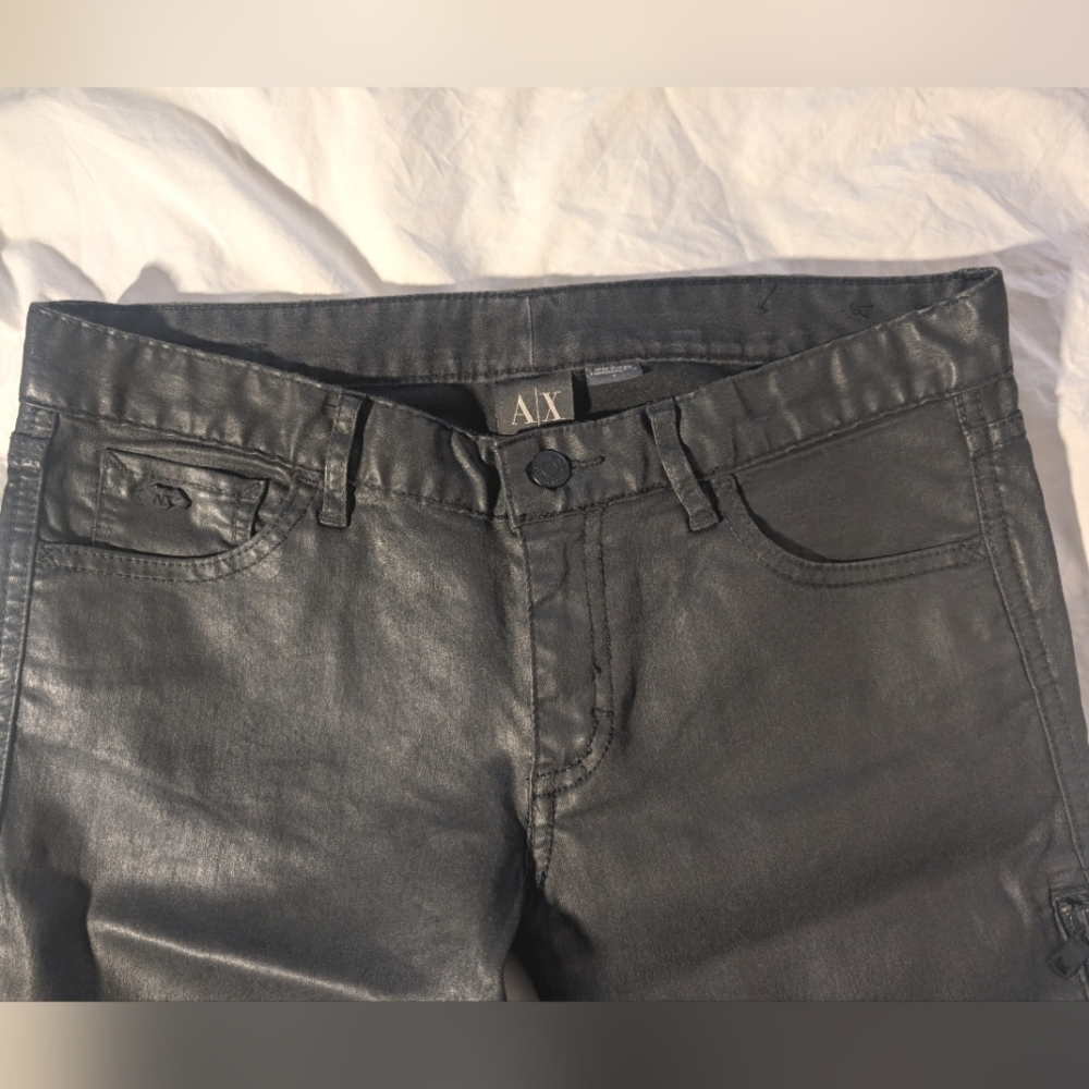 Armani Exchange Waxed Black Skinny Pants